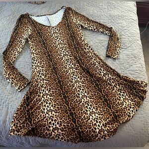 Dearcase leopard print nightgown sleep dress small rayon spandex long sleeve